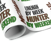 Papier Cadeau Lineman aime la chasse (Coin rond)