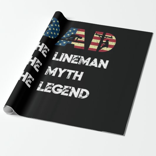 Papier Cadeau Lineman Papa papa Myth Légende Drapeau américain (Déroulé)