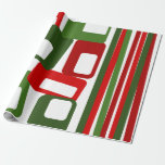 Papier Cadeau Lines and Rectangles<br><div class="desc">This wrapping paper has a mid-century modern Christmas design of lines and rectangles in retro shades of red and green.</div>