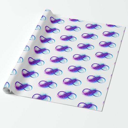 Papier Cadeau L'infini avec plume violette (Déroulé)