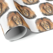 Papier Cadeau lion aquarelle Leo roi safari animal jungle chat (Coin rond)