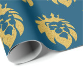 Papier Cadeau Lion Avec Couronne - Style Or 1 (Coin rond)