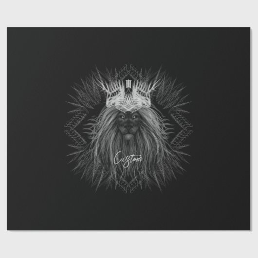 Papier Cadeau Lion avec monogramme de couronne (Plat)