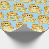 Papier Cadeau Lion Baby shower bleu (Coin)