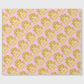 Papier Cadeau Lion Baby shower rose (Plat)