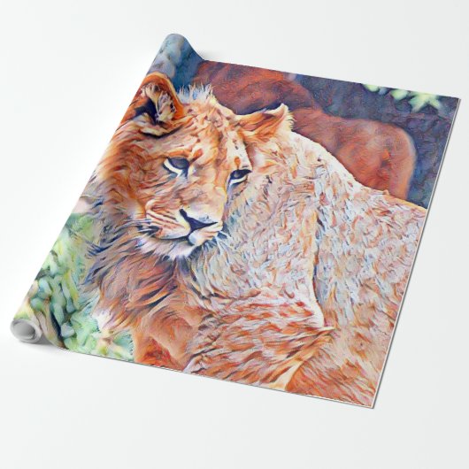 Papier Cadeau lion d'aquarell (Déroulé)