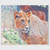 Papier Cadeau lion d'aquarell (Plat)