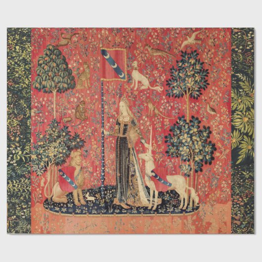 Papier Cadeau Lion D'ENFANCE ET D'UNICORN, Fleurs D'Imaginaires, (Plat)