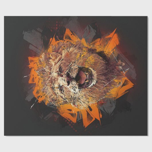 Papier Cadeau Lion d'or Abstrait (Plat)