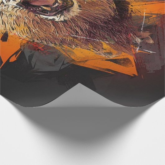 Papier Cadeau Lion d'or Abstrait (Coin)