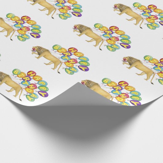Papier Cadeau Lion Happy Birthday Wrapper Papier (Coin)