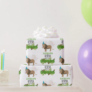 Papier Cadeau Lion Jungle Fête Animaux Fête Anniversaire Personn