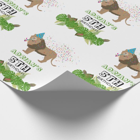 Papier Cadeau Lion Jungle Fête Animaux Fête Anniversaire Personn (Coin)