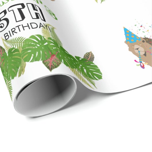 Papier Cadeau Lion Jungle Fête Animaux Fête Anniversaire Personn (Coin rond)