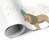 Papier Cadeau Lion Jungle Fêter les animaux faire la fête (Coin rond)