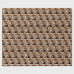 Papier Cadeau Lion majestueux mâle aux yeux bleus brillants