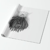 Papier Cadeau Lion noir avec couronne Antlers et monogramme (Déroulé)