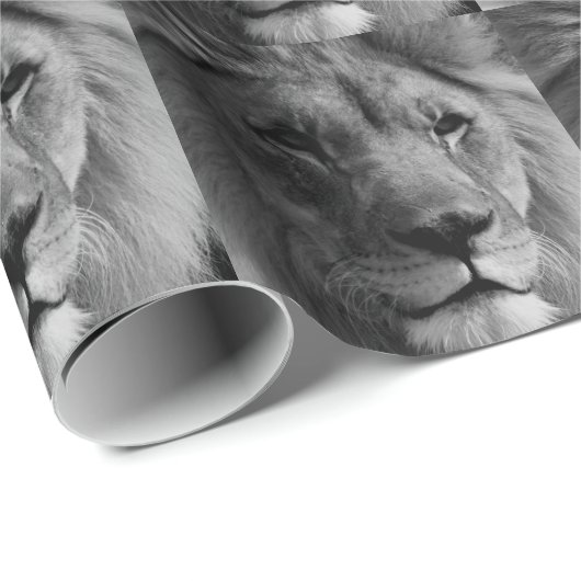 Papier Cadeau Lion noir et blanc (Coin rond)