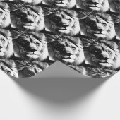 Papier Cadeau Lion noir et blanc (Coin)
