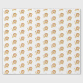 Papier Cadeau Lion saut mignon avec arc rose (Plat)