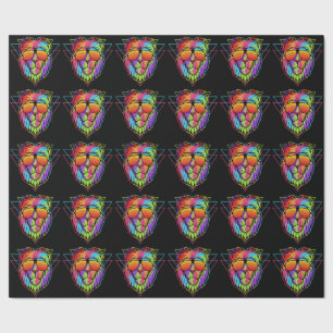 Papier Cadeau Lion vibes arc-en-ciel