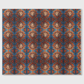 Papier Cadeau Lion vibre avec motifs floraux (Plat)