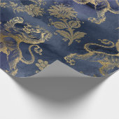 Papier Cadeau Lions d'or et fleurs en violet (Coin)