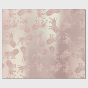 Papier Cadeau Lions Rose Rose Rose Or Métallurgique Pastel Blush