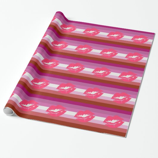 PAPIER CADEAU LIPSTICK LESBIAN FIDE FLAG STRIPES DESIGN - 2014 (Déroulé)