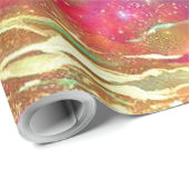 Papier Cadeau Liquide Coloré Espace Galaxie (Coin rond)