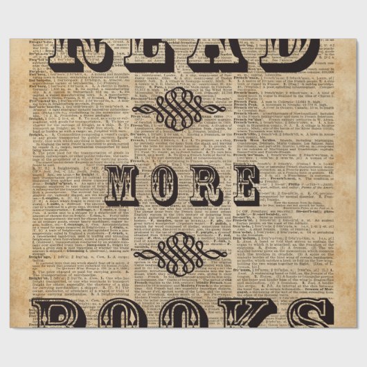 Papier Cadeau Lisez plus d'art de page de dictionnaire (Plat)