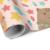 Papier Cadeau Little and cute Christmas Kitten (Coin rond)