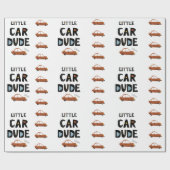 Papier Cadeau Little Car Dude Prénom Garçon Anniversaire (Plat)