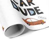 Papier Cadeau Little Car Dude Prénom Garçon Anniversaire (Coin rond)