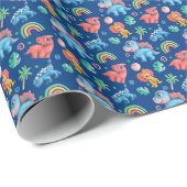 Papier Cadeau Little Dino sur le Baby shower Way (Coin rond)