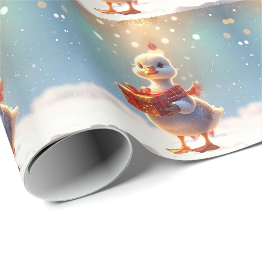 Papier Cadeau Little Duck Holiday Wrapping Paper (Coin rond)