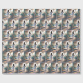 Papier Cadeau Little Girl Running On a Pink Heart Path (Plat)