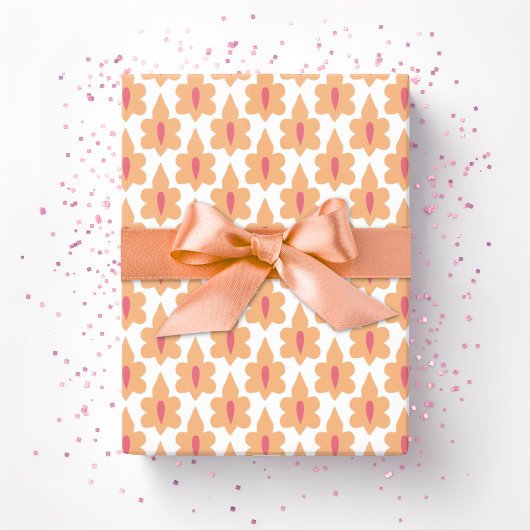 Papier Cadeau Little Leaf in Pink and Orange