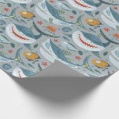 Papier Cadeau Little Shark Grey 1er 2e fête d'anniversaire (Coin)