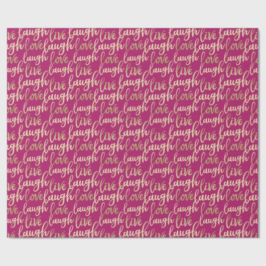 Papier Cadeau Live Laugh Love Faux Gold Letting Magenta (Plat)