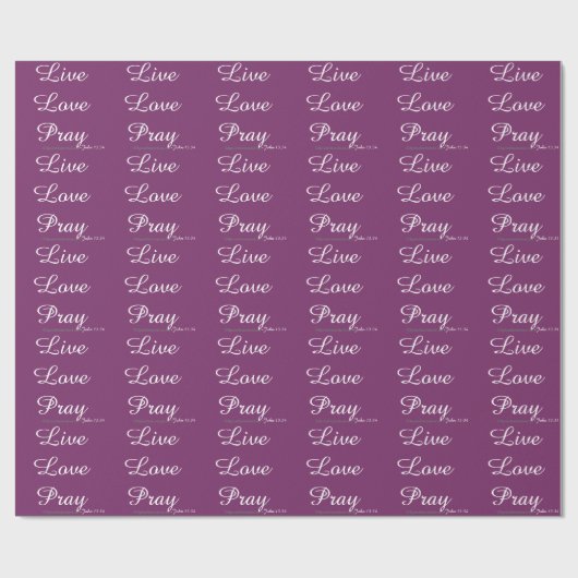 Papier Cadeau Live Love Pray Christian (Plat)