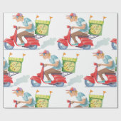 Papier Cadeau Livraison de pizzas cyclées (Plat)