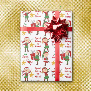 Papier Cadeau Livraison spéciale de Père Noël Elves Kids Noël