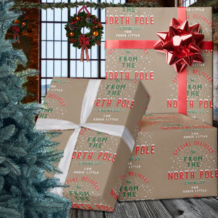Papier Cadeau Livraison Spéciale Du Pôle Nord Ajouter Le Nom Kra