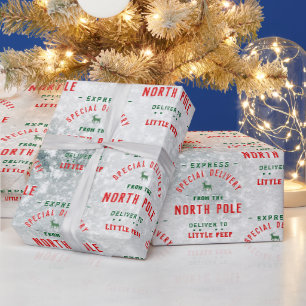 Papier Cadeau Livraison Spéciale Du Pôle Nord Snowy Icy