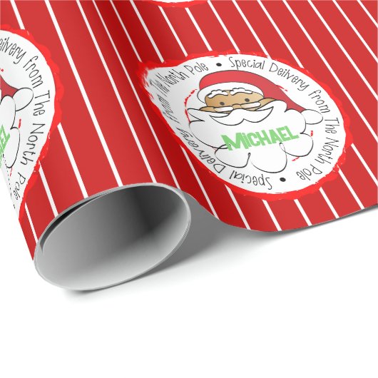 Papier Cadeau Livraison spéciale Ethnic Père Noël Pôle Nord Enfa (Coin rond)