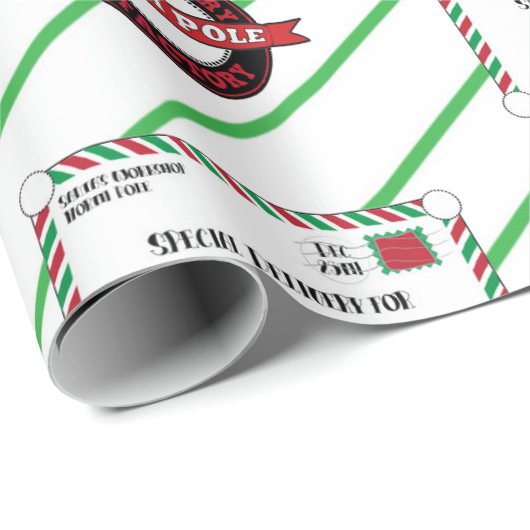 Papier Cadeau Livraison spéciale père Noël Toy Factory pour enfa (Coin rond)