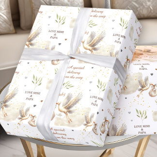 Papier Cadeau Livraison spéciale Unisex Stork Nouveau nom bébé T
