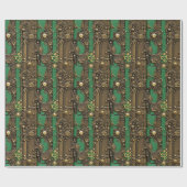 Papier Cadeau Livre de vapeur vert industriel (Plat)