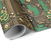 Papier Cadeau Livre de vapeur vert industriel (Coin rond)